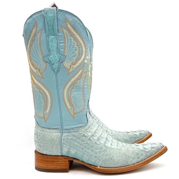 NWT El General Caiman Cowboy Boots Light Blue Leather US Size 9 MX 26 Rodeo Boho - Picture 2 of 16